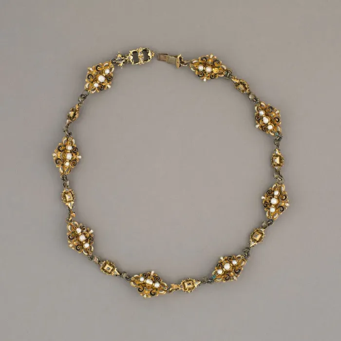 Framed Print : Fifteen Links Mounted as a Necklace, Italy, c. 1550-c. 1600. Creator: Unknown Framed Print : Fifteen Links Mounted as a Necklace, Italy, c. 1550-c. 1600. Creator: Unknown