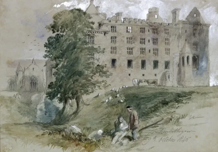 Framed Print : Linlithgow Castle, West Lothian, Scotland, 1845. Artist: Sir John Gilbert Framed Print : Linlithgow Castle, West Lothian, Scotland, 1845. Artist: Sir John Gilbert