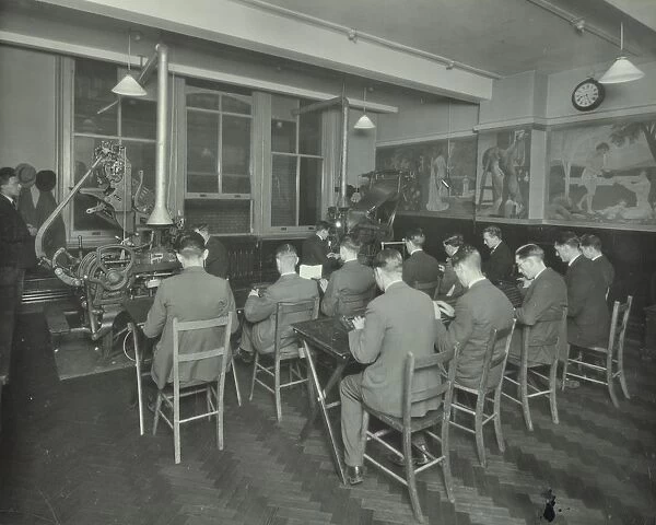 Linotype students at work, Camberwell School of Arts and Crafts, London, 1930