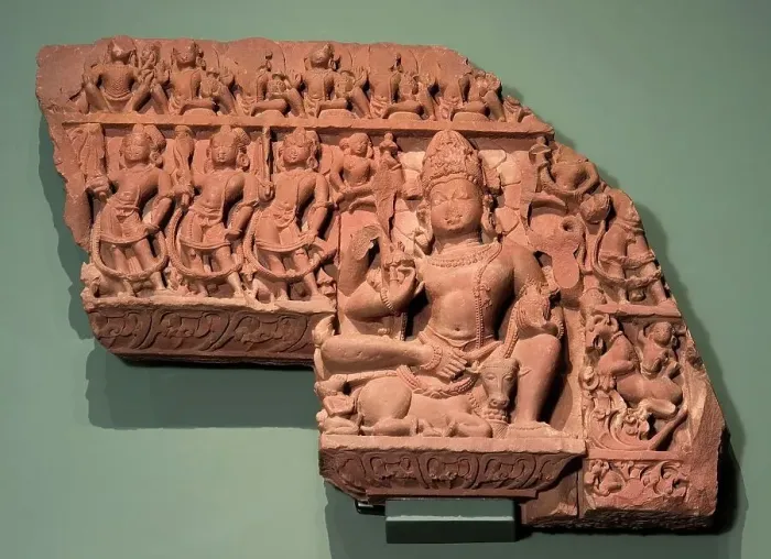 Framed Print : Lintel with Shiva and Subsidiary Deities, between c.850 and c.900. Creator: Unknown Framed Print : Lintel with Shiva and Subsidiary Deities, between c.850 and c.900. Creator: Unknown