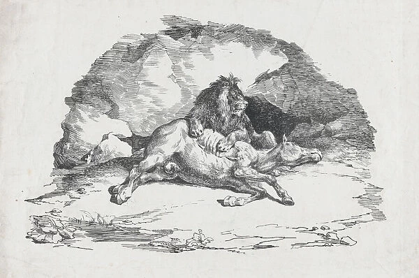Lion Devouring a Horse, 1818. Creator: Theodore Gericault
