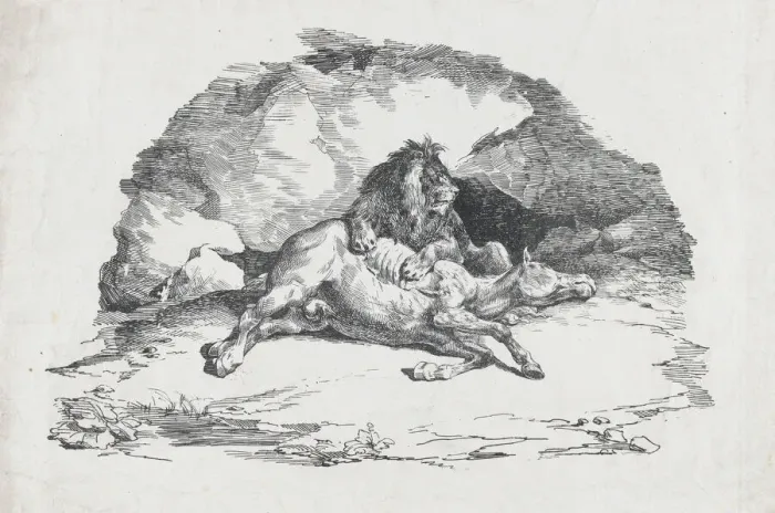 Framed Print : Lion Devouring a Horse, 1818. Creator: Theodore Gericault Framed Print : Lion Devouring a Horse, 1818. Creator: Theodore Gericault