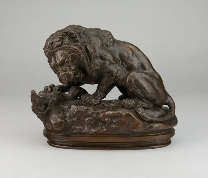 Framed Print : Lion Fighting a Serpent, 1847 / 55. Creator: Antoine-Louis Barye Framed Print : Lion Fighting a Serpent, 1847 / 55. Creator: Antoine-Louis Barye