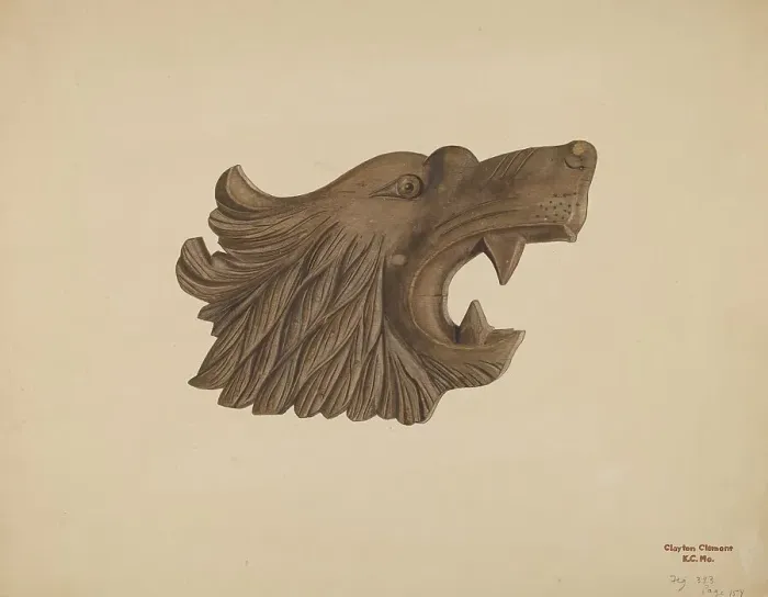 Framed Print : Lion Head, c. 1939. Creator: Clements Clayton Framed Print : Lion Head, c. 1939. Creator: Clements Clayton