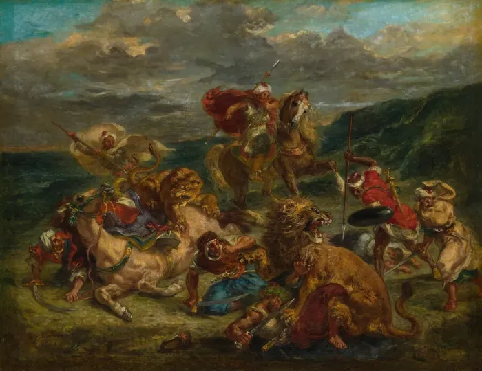 Framed Print : Lion Hunt, 1860 / 61. Creator: Eugene Delacroix Framed Print : Lion Hunt, 1860 / 61. Creator: Eugene Delacroix