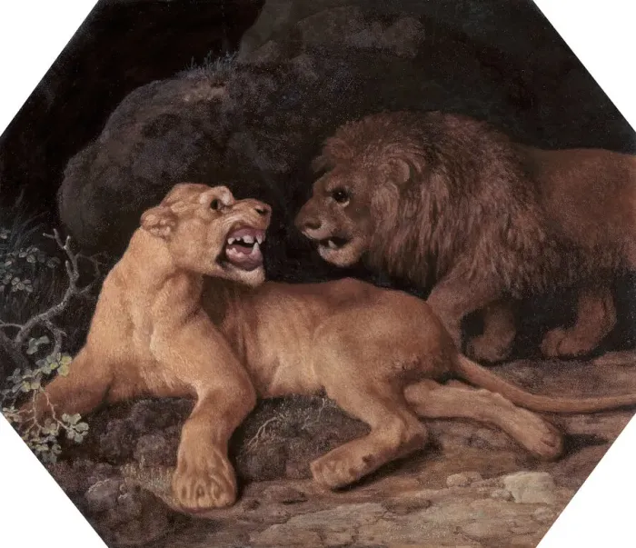 Framed Print : Lion and Lioness, 1770. Creator: George Stubbs Framed Print : Lion and Lioness, 1770. Creator: George Stubbs