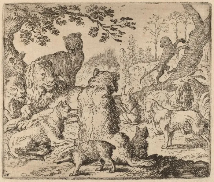Framed Print : The Lion Orders a Mass Assault on Reynard, probably c. 1645 / 1656 Framed Print : The Lion Orders a Mass Assault on Reynard, probably c. 1645 / 1656