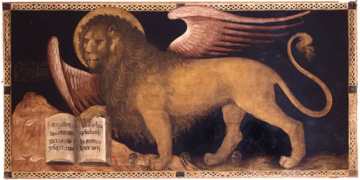 Framed Print : The Lion of Saint Mark. Artist: Jacobello del Fiore (ca 1370 ? 1439) Framed Print : The Lion of Saint Mark. Artist: Jacobello del Fiore (ca 1370 ? 1439)