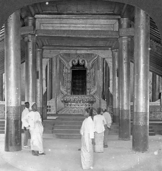 Framed Print : The Lion Throne, Royal Palace, Mandalay, Burma, 1908. Artist: Stereo Travel Co Framed Print : The Lion Throne, Royal Palace, Mandalay, Burma, 1908. Artist: Stereo Travel Co