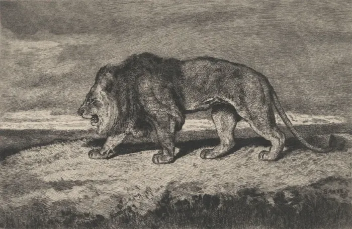 Framed Print : Lion walking, 1866-1897. Creator: Charles Courtry Framed Print : Lion walking, 1866-1897. Creator: Charles Courtry
