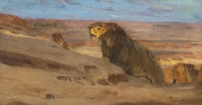 Framed Print : Lions in the Desert, ca. 1897-1900. Creator: Henry Ossawa Tanner Framed Print : Lions in the Desert, ca. 1897-1900. Creator: Henry Ossawa Tanner