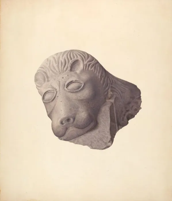 Framed Print : Lions Head (one of pair), c. 1940. Creator: Edward DiGennero Framed Print : Lions Head (one of pair), c. 1940. Creator: Edward DiGennero