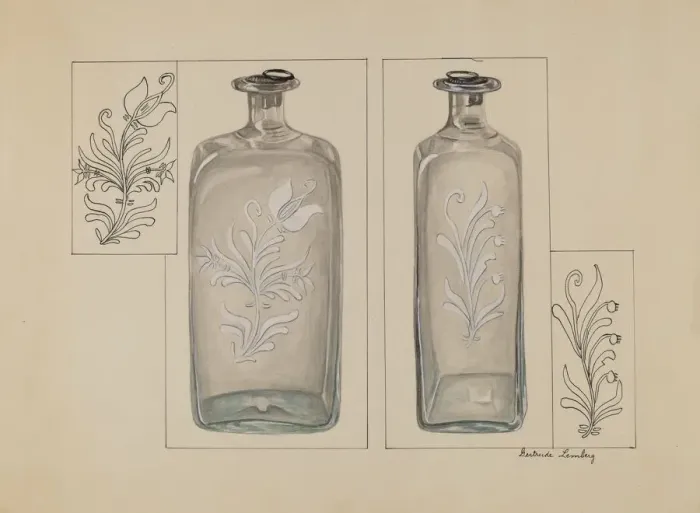 Framed Print : Liquor Bottle, c. 1936. Creator: Gertrude Lemberg Framed Print : Liquor Bottle, c. 1936. Creator: Gertrude Lemberg