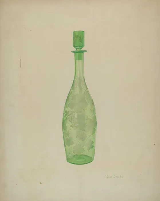 Framed Print : Liquor Bottle, c. 1939. Creator: Adele Brooks Framed Print : Liquor Bottle, c. 1939. Creator: Adele Brooks