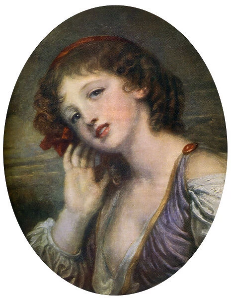 The Listening Girl, 18th century, (1912). Artist: Jean-Baptiste Greuze