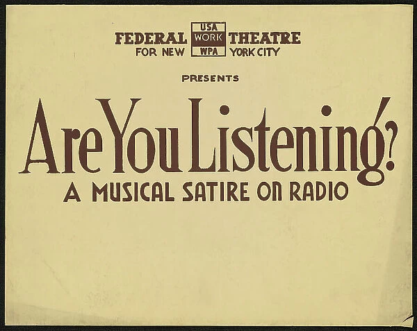 Are You Listening, New York, 1938. Creator: Unknown