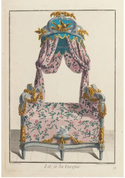 Framed Print : Lit a la Turque, ca 1788. Creator: La Mesangere, Pierre de (1761-1831) Framed Print : Lit a la Turque, ca 1788. Creator: La Mesangere, Pierre de (1761-1831)