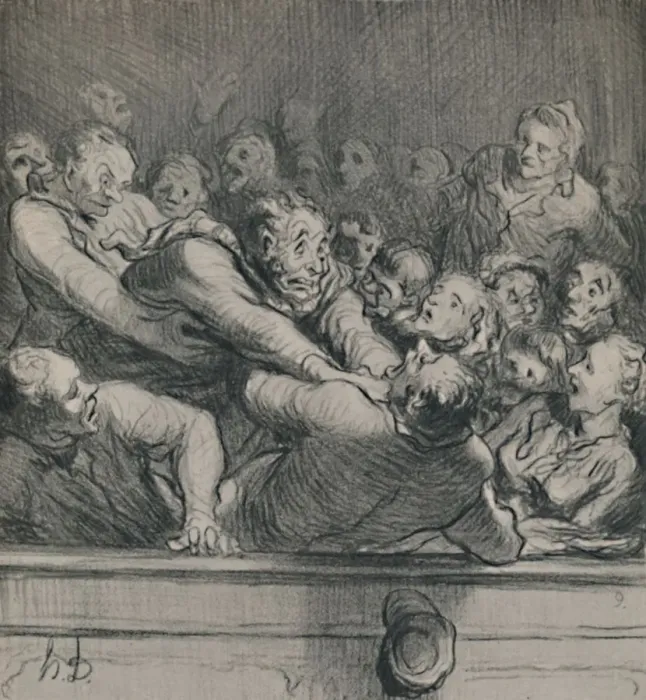 Framed Print : A Literary Discussion in the Upper Gallery, c. 1864, (1946). Artist: Honore Daumier Framed Print : A Literary Discussion in the Upper Gallery, c. 1864, (1946). Artist: Honore Daumier