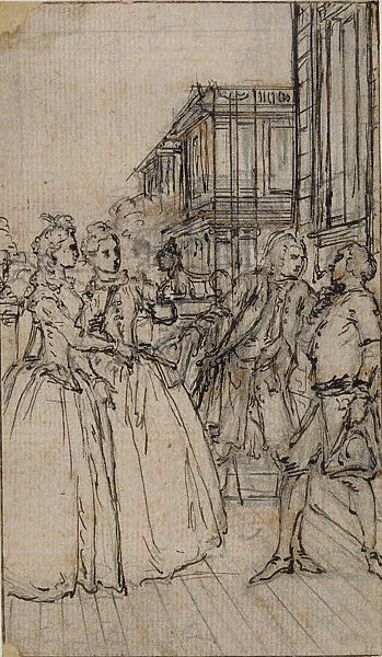 Literary Illustration with Two Ladies and Two Gentlemen in a Street, n. d
