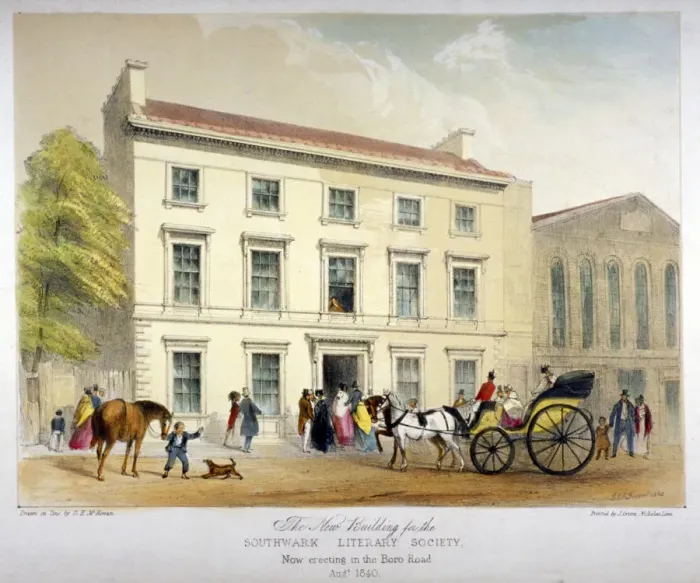 Framed Print : Literary Society building on Borough Road, Southwark, London, 1840. Artist Framed Print : Literary Society building on Borough Road, Southwark, London, 1840. Artist