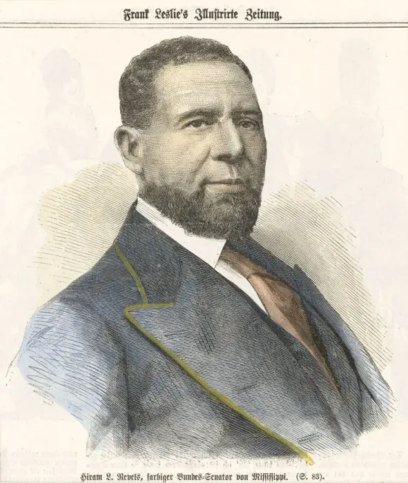 Framed Print : Lithographic print of Hiram Revels, ca. 1870. Creator: Unknown Framed Print : Lithographic print of Hiram Revels, ca. 1870. Creator: Unknown