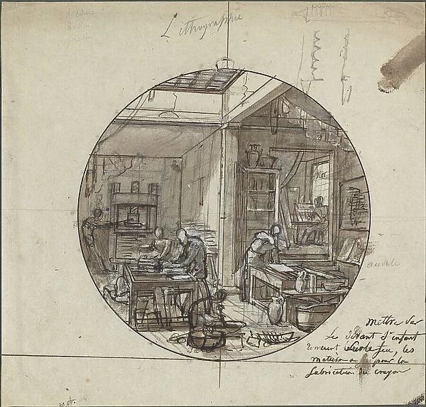 Lithographic Workshop, 19th century. Creator: Unknown