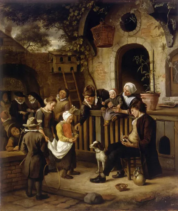 Framed Print : The little alms collector. Artist: Steen, Jan Havicksz (1626-1679) Framed Print : The little alms collector. Artist: Steen, Jan Havicksz (1626-1679)