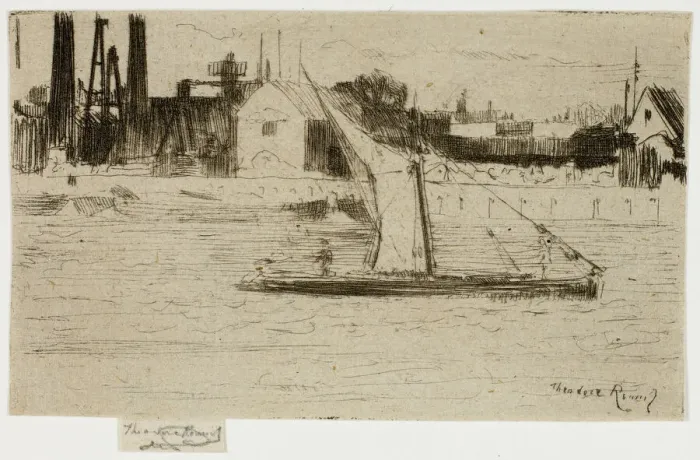 Framed Print : The Little Barge, Chelsea, 1888-89. Creator: Theodore Roussel Framed Print : The Little Barge, Chelsea, 1888-89. Creator: Theodore Roussel