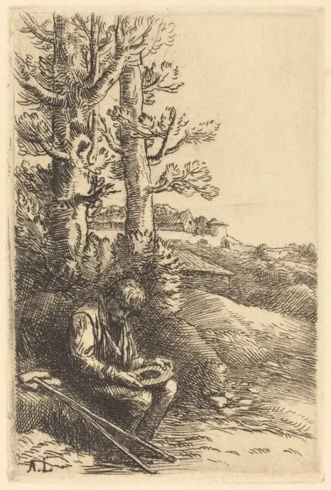 Framed Print : Little Beggar (Le petit mendiant). Creator: Alphonse Legros Framed Print : Little Beggar (Le petit mendiant). Creator: Alphonse Legros