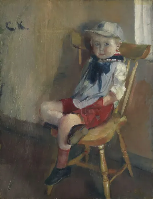Framed Print : A little Boy on a Chair, 1888, 1888. Creator: Christian Krohg Framed Print : A little Boy on a Chair, 1888, 1888. Creator: Christian Krohg
