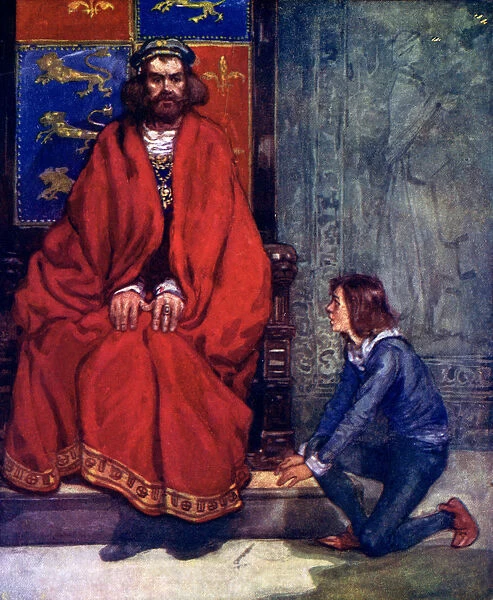 The little boy knelt before the King and stammered out the story, 1120, (1905). Artist: As Forrest