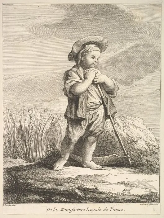 Framed Print : Little boy with a scythe, from Premier Livre de Figures d aprè Framed Print : Little boy with a scythe, from Premier Livre de Figures d aprè