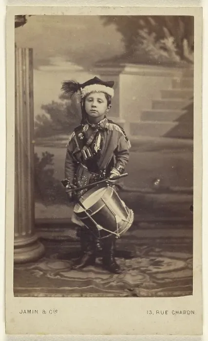Framed Print : Little boy in uniform, 1870s. Creator: Jamin & Cie Framed Print : Little boy in uniform, 1870s. Creator: Jamin & Cie