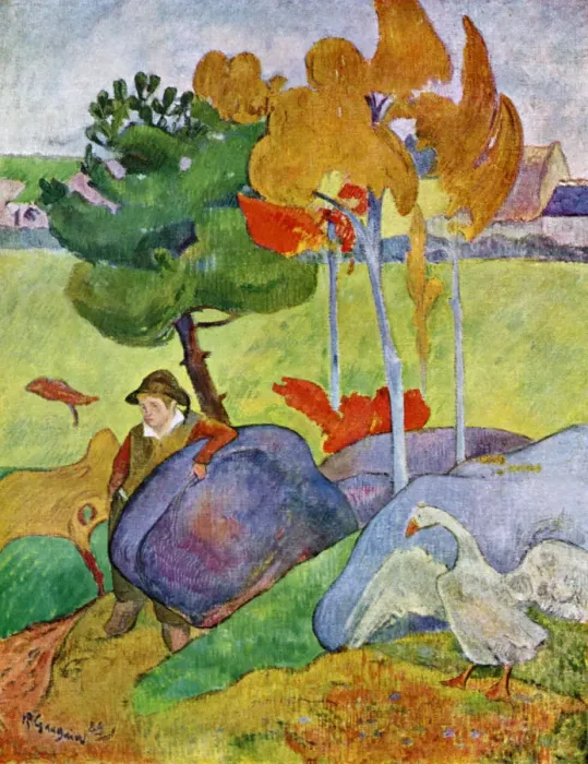 Framed Print : Little Breton Boy with a Goose, 1889 (1939). Artist: Paul Gauguin Framed Print : Little Breton Boy with a Goose, 1889 (1939). Artist: Paul Gauguin
