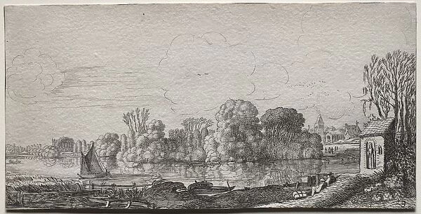 A Little Chapel by a Pond. Creator: Jan van de Velde (Dutch, 1620-1662)