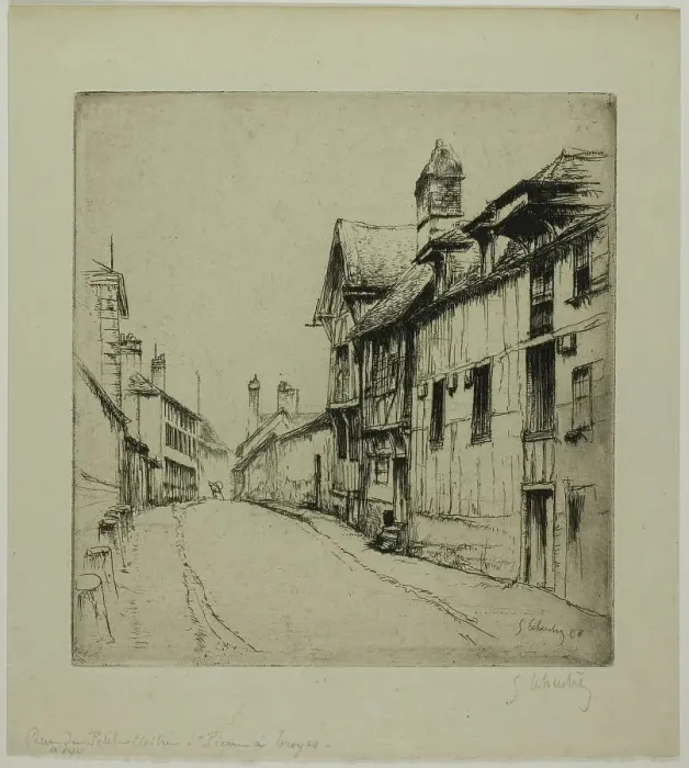 Framed Print : The Little Cloister Street, Troyes, 1896. Creator: Gustave Leheutre Framed Print : The Little Cloister Street, Troyes, 1896. Creator: Gustave Leheutre