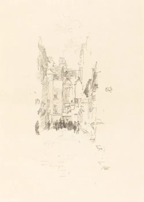 Framed Print : Little Court, Cloth Fair, 1887. Creator: James Abbott McNeill Whistler Framed Print : Little Court, Cloth Fair, 1887. Creator: James Abbott McNeill Whistler