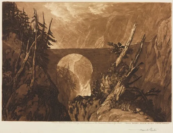 Framed Print : Little Devils Bridge, 1886. Creator: Frank Short (British, 1857-1945); Robert Dunthorne, London Framed Print : Little Devils Bridge, 1886. Creator: Frank Short (British, 1857-1945); Robert Dunthorne, London