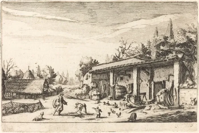 Framed Print : The Little Farm, possibly c. 1617. Creator: Jacques Callot Framed Print : The Little Farm, possibly c. 1617. Creator: Jacques Callot