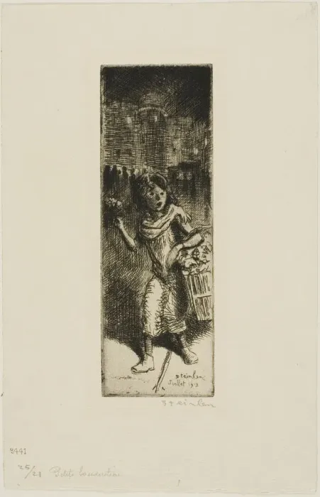 Framed Print : Little Flower Girl, 4931. Creator: Theophile Alexandre Steinlen Framed Print : Little Flower Girl, 4931. Creator: Theophile Alexandre Steinlen