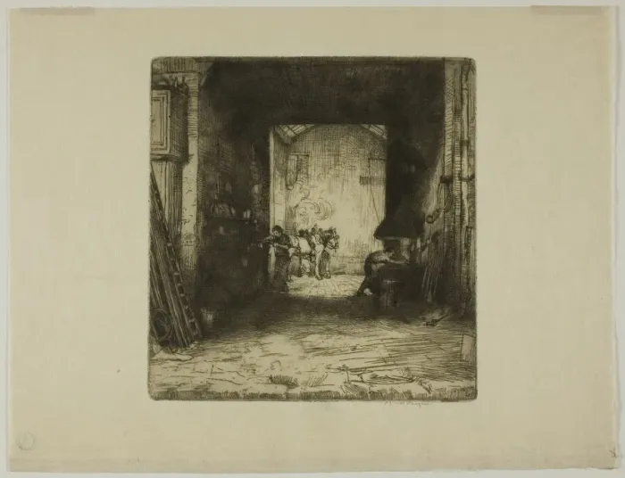 Framed Print : The Little Forge, 1902. Creator: Donald Shaw MacLaughlan Framed Print : The Little Forge, 1902. Creator: Donald Shaw MacLaughlan