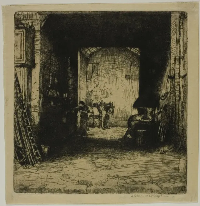 Framed Print : The Little Forge, 1902. Creator: Donald Shaw MacLaughlan Framed Print : The Little Forge, 1902. Creator: Donald Shaw MacLaughlan