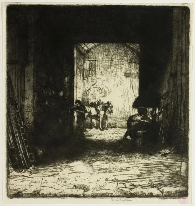 Framed Print : The Little Forge, 1903. Creator: Donald Shaw MacLaughlan Framed Print : The Little Forge, 1903. Creator: Donald Shaw MacLaughlan