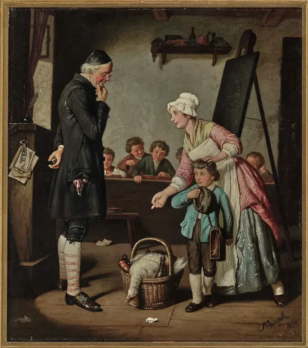 Framed Print : A little gift, 1874. Creator: Bach, Alois (1809-1893) Framed Print : A little gift, 1874. Creator: Bach, Alois (1809-1893)