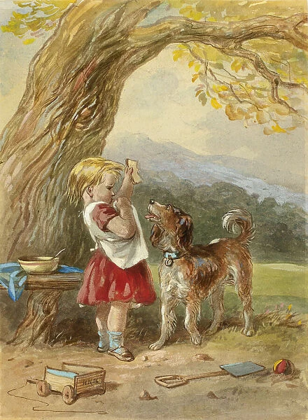 Little Girl and Dog, n. d. Creator: Hablot Knight Browne