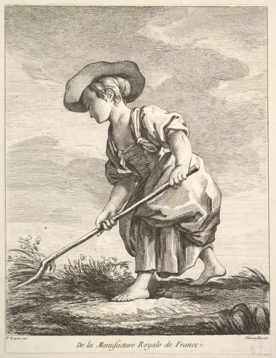 Framed Print : Little girl doing farm work, from Premier Livre de Figures d aprè Framed Print : Little girl doing farm work, from Premier Livre de Figures d aprè