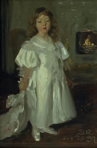 A Little Girl, Helga Melchior, in a Long Dress, 1897. Creator: Peder Severin Kroyer