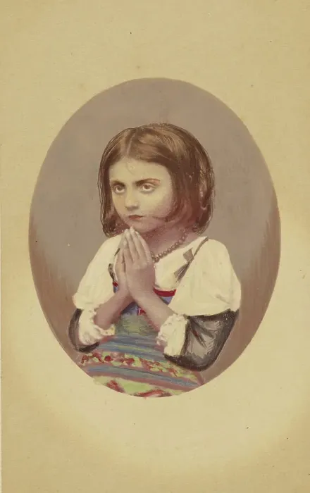 Framed Print : Little girl praying, about 1870. Creator: Lorenzo Suscipj Framed Print : Little girl praying, about 1870. Creator: Lorenzo Suscipj