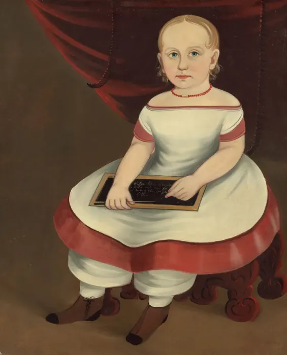 Framed Print : Little Girl with Slate, c. 1845. Creator: Prior-Hamblin School Framed Print : Little Girl with Slate, c. 1845. Creator: Prior-Hamblin School