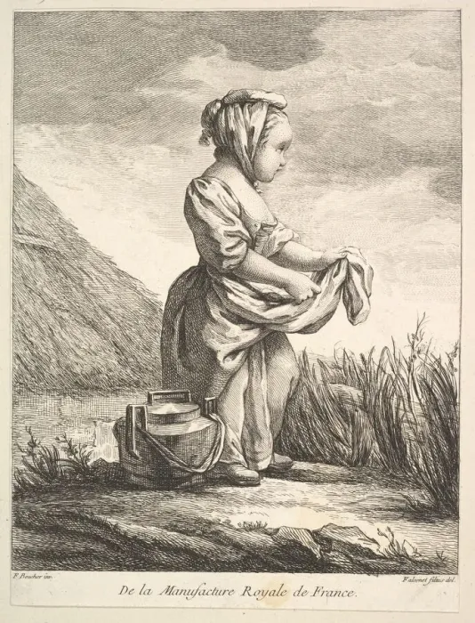 Framed Print : Little girl with a vessel by her feet, from Premier Livre de Figures d aprè Framed Print : Little girl with a vessel by her feet, from Premier Livre de Figures d aprè